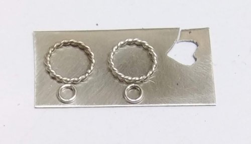 Judy Larson's Bali Style Earrings - , Contemporary Wire Jewelry, Stamping, Stamps, Butane Torch, Soldering, Solder, Drilling, Drill, The size sheet needs to accommodate the 6mm ID twisted wire ring and the 2mm ID jump ring.